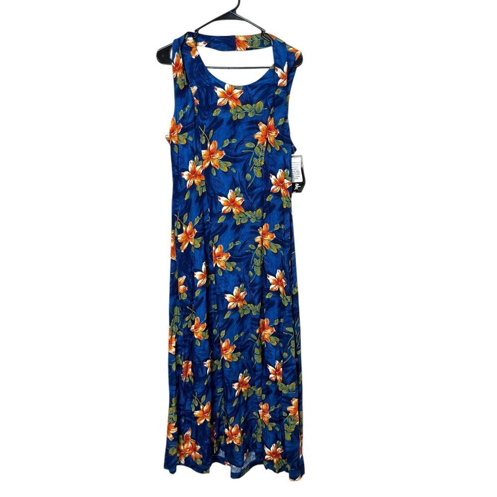 Vintage Jamie Brooke 90s Blue Flower Print Maxi‎ Dress Size 13